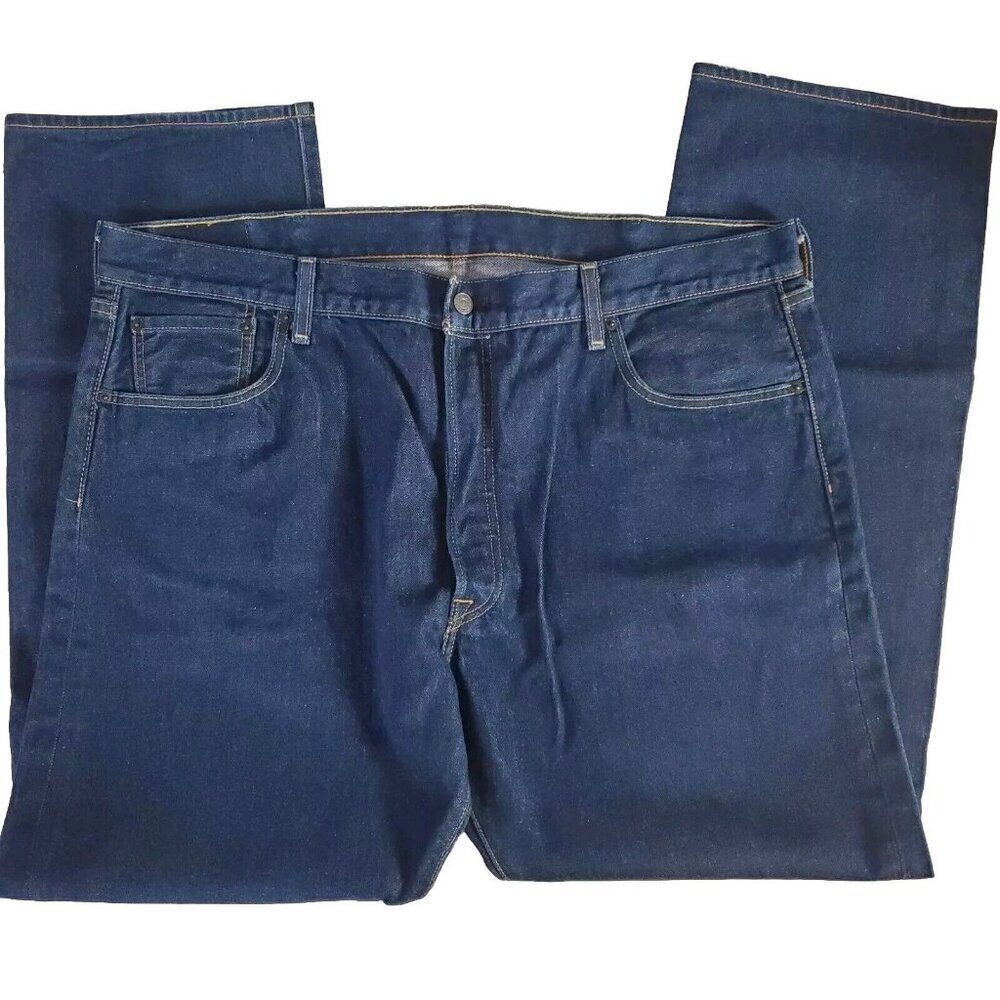 Levi's 501 Jeans Mens 42x32 Straight Leg Dark Wash Button‎ Fly Classic Stretch